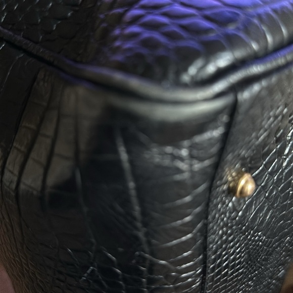 Brahim black Melbourne signature croc-embossed leather satchel. Genuine leather. - Picture 13 of 15